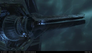 Concept art for the Ring Station railguns.