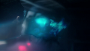 The first depiction of the ring entities as one of them approaches Holden aboard the Rocinante when transiting the Sol Ring in "Abaddon's Gate".