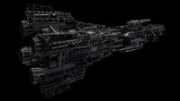 Wireframe view of the model of the ship used in CQB.