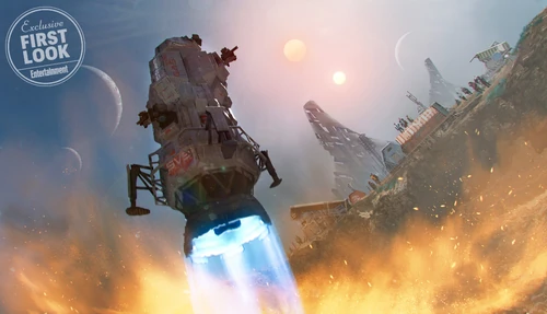 Concept art of the Rocinante landing at First Landing.