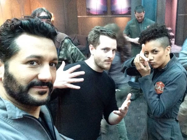 Cas Anvar, Elias Toufexis, and Dominique Tipper