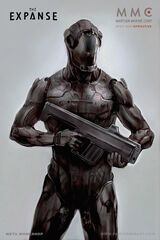 Concept art of a Martian Marine in combat armour.