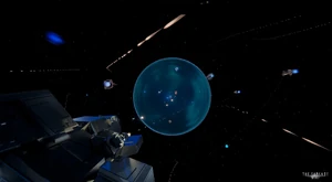 The Free Navy and rogue MCRN fleet engaging the EMC ring fleet