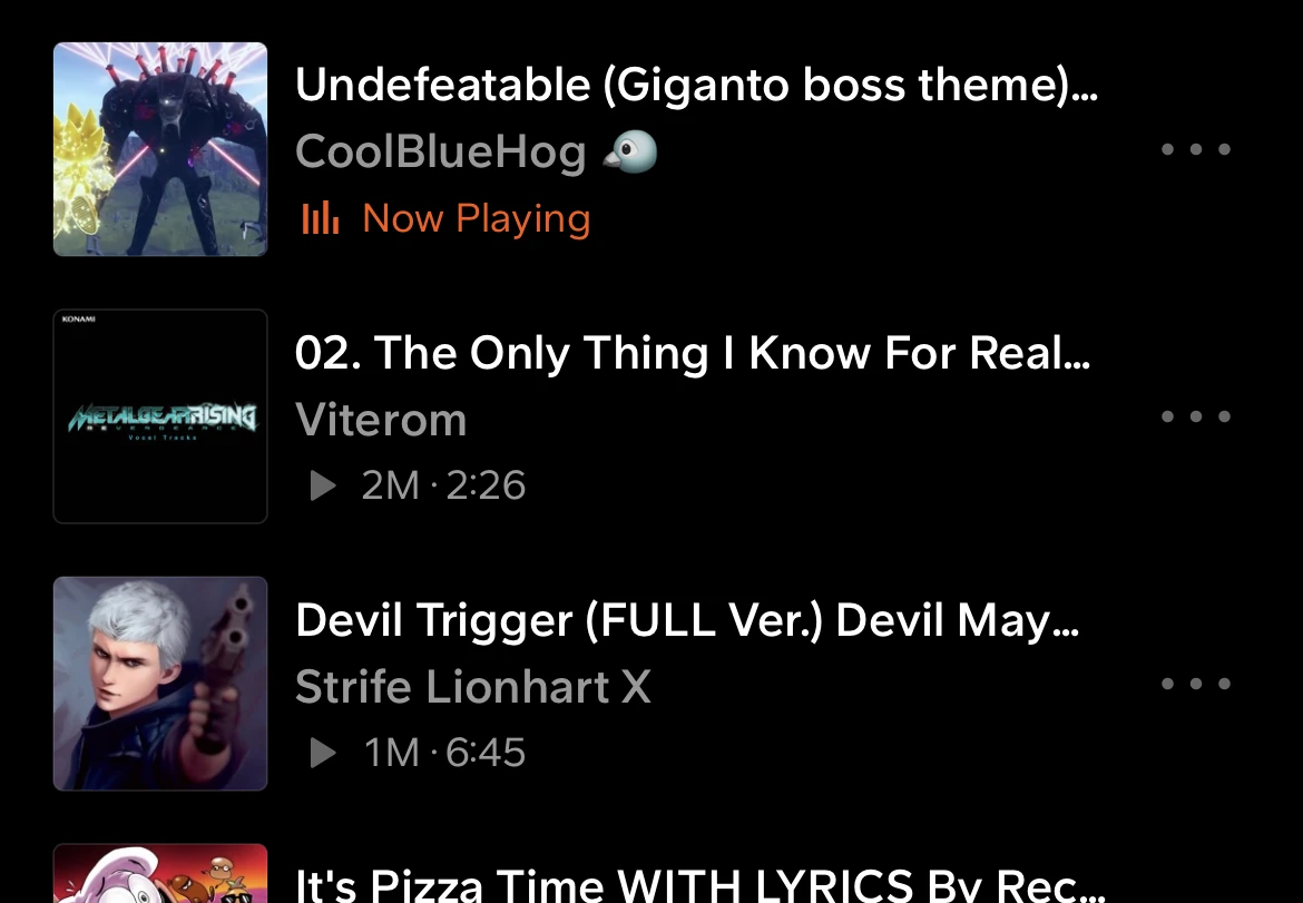 A totally serious SoundCloud listening history. Fandom