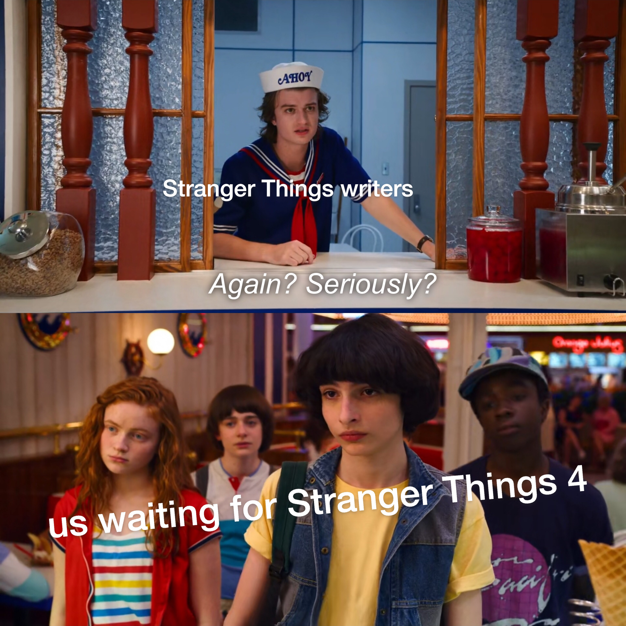 Stranger Things meme looking for will on Bingeclock