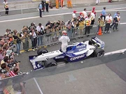  exiting his FW24 after securing pole position for the 