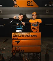 Norris, with his teammate Oscar Piastri showing off their hard earned back-to-back Constructors title