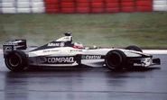 The Williams FW22 driven by Ralf Schumacher (9) and Jenson Button (10)