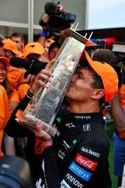 Norris winning his maiden grand prix in Miami, 2024