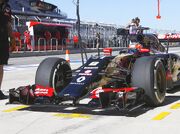 Lotus testing a new nose during practice for the United States Grand Prix.