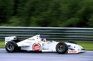 The BAR 002 driven by Jacques Villeneuve (22) and Ricardo Zonta (23)