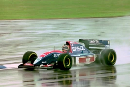 Thierry Boutsen - Jordan 193 during practice for the 1993 British Grand Prix (32843912224)