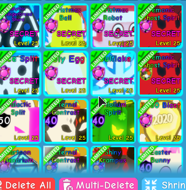 Pet simulator x value list in gems