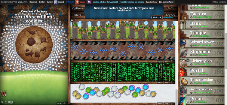 I've been playing cookie clicker for about 2 weeks now, I'm on 152