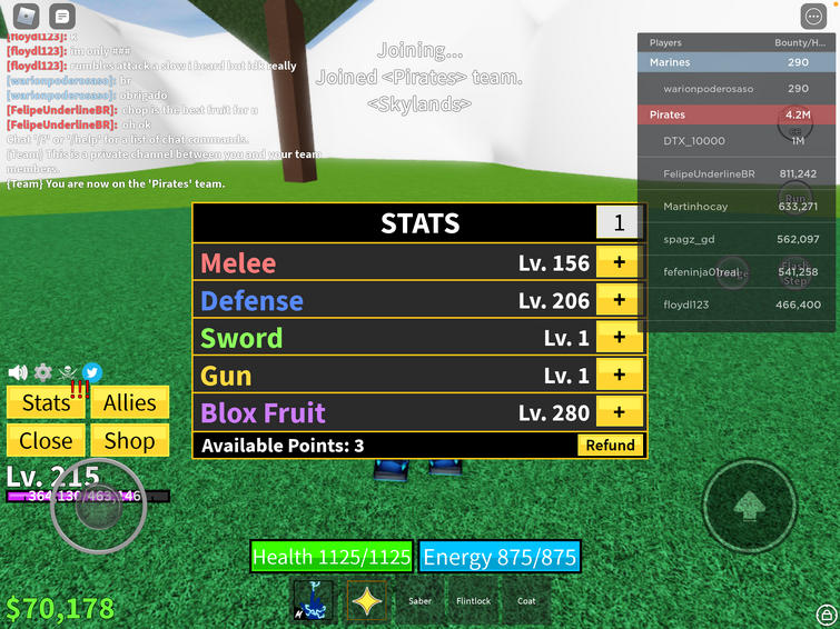 Messed up my stats pls help me : r/bloxfruits