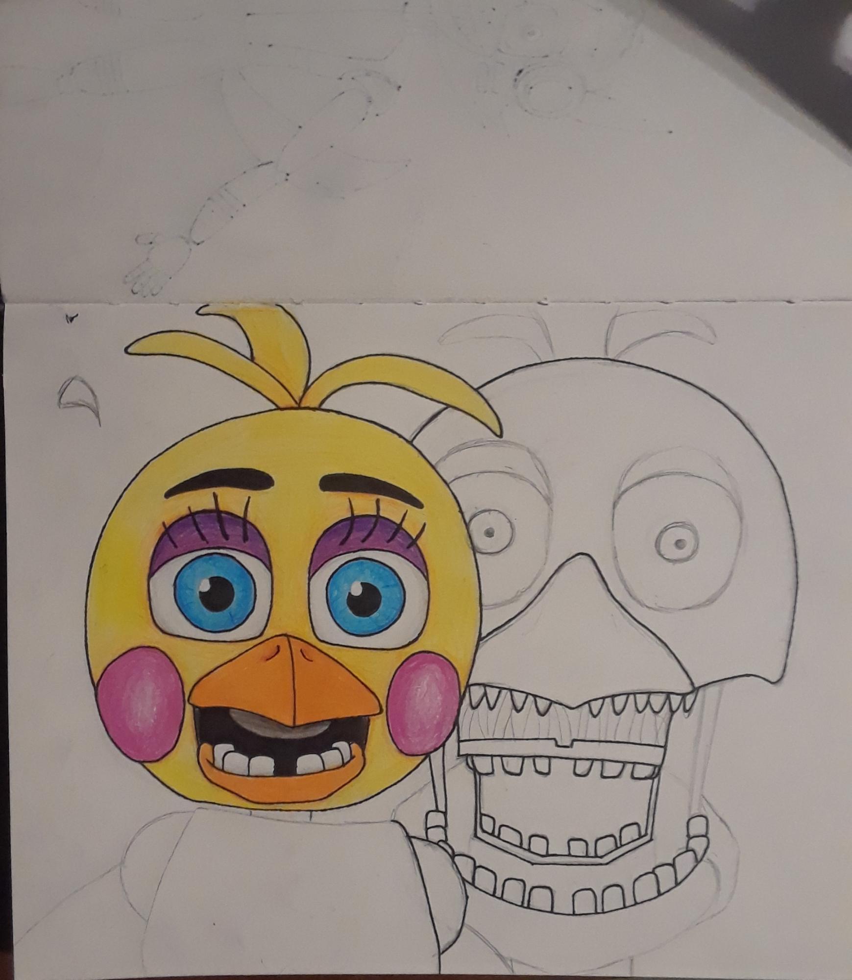 How to Draw Withered Toy Chica from Five Nights at Freddy's (FNaF