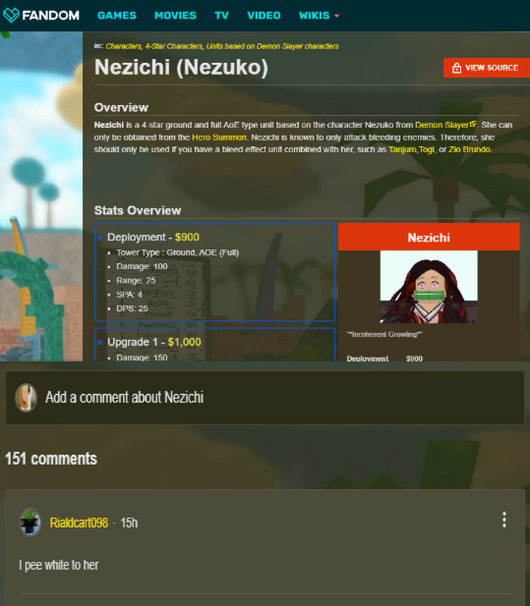 Nezichi (Nezuko), Roblox: All Star Tower Defense Wiki