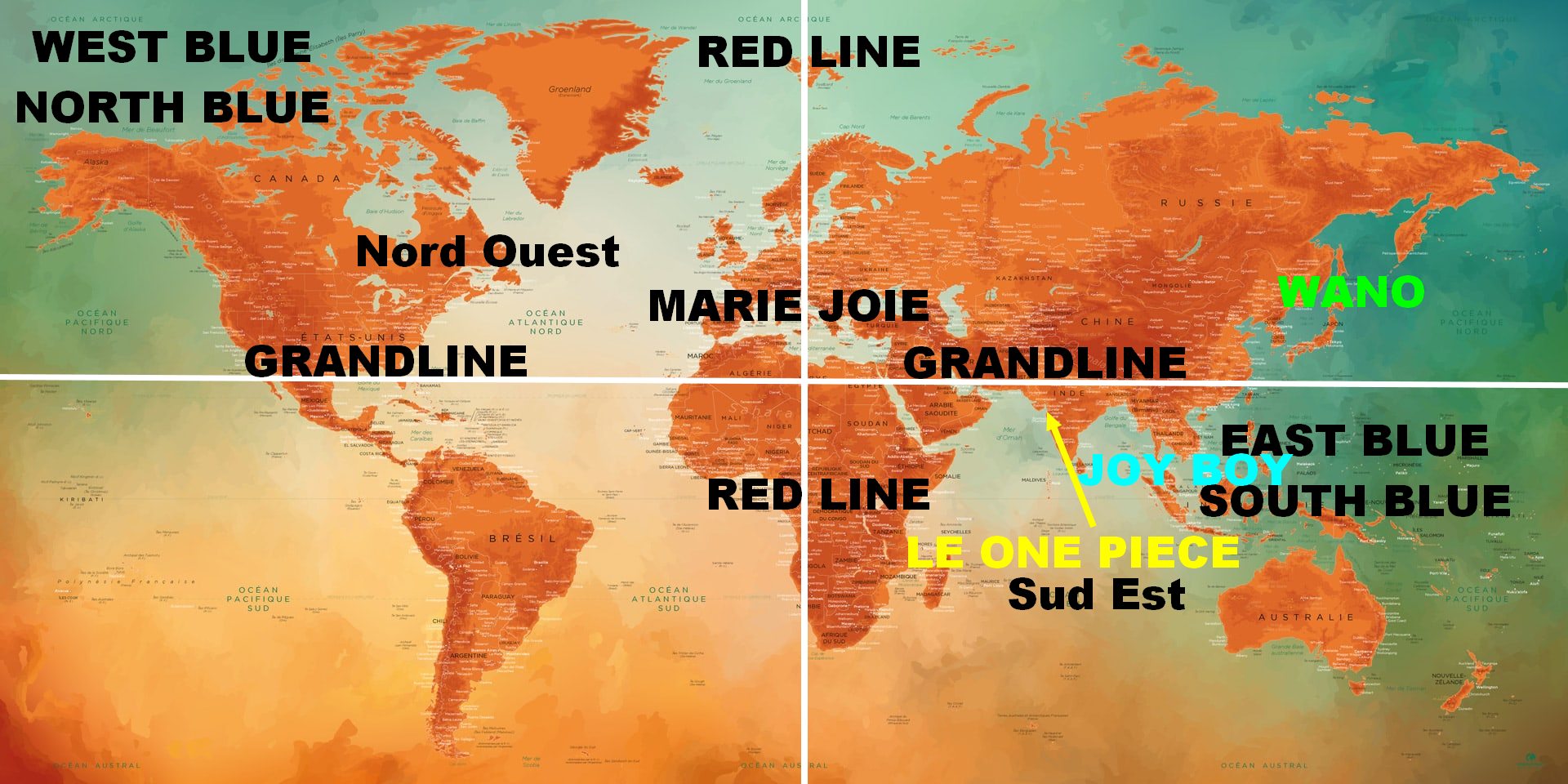 Carte Du Monde De One Piece Le One Piece serait-il Vegapunk? GOA l'île de Luffy tout était là depuis le  début ! L'inde et Gandhi | Fandom