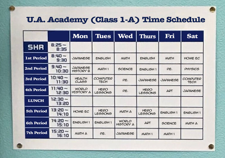 UA High School Schedule Fandom