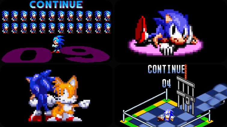 Sonic Continue Screen Evolution
