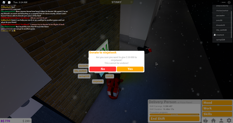 Working on a roblox donation place that tells who donated through