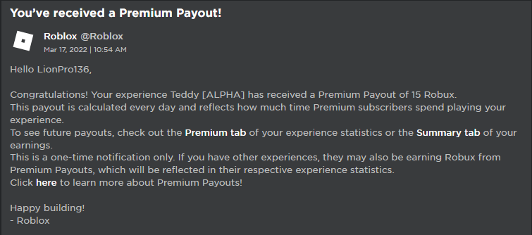 Premium Payout?