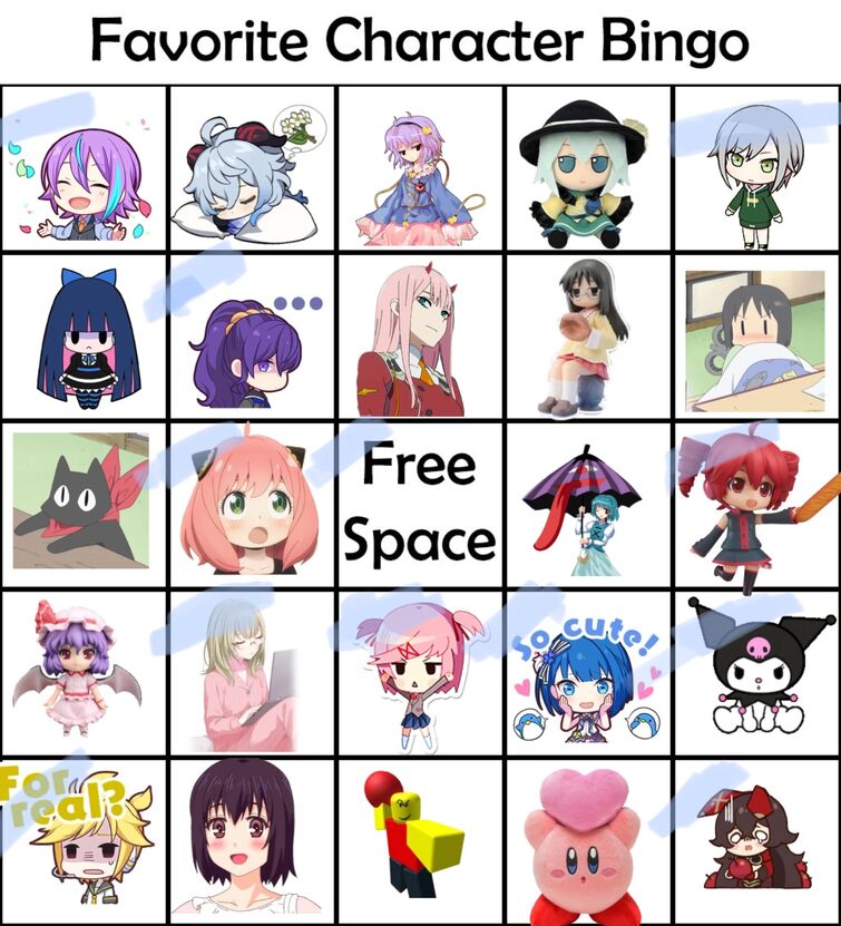Here's a favourite character bingo because why not