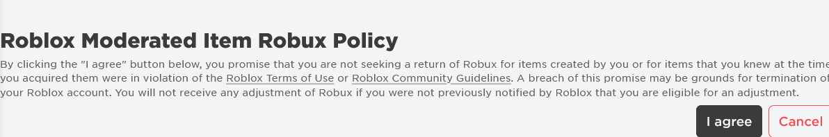 Roblox moderated item robux polic