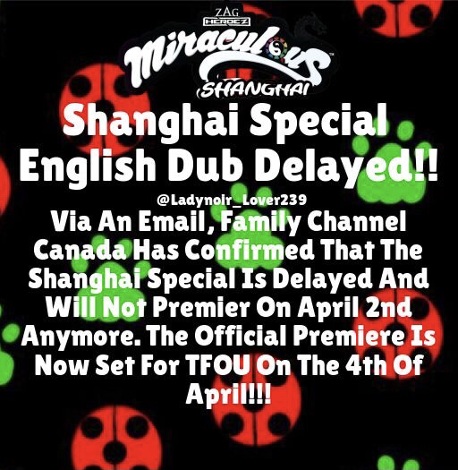 The Shanghai Special English Dub Has Been Delayed!! The Next Known Date
