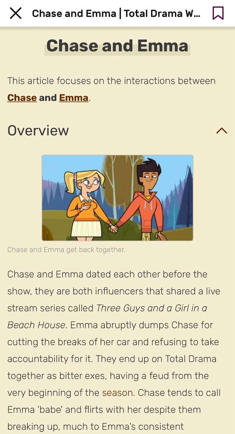 Chase and Emma, Total Drama Wiki