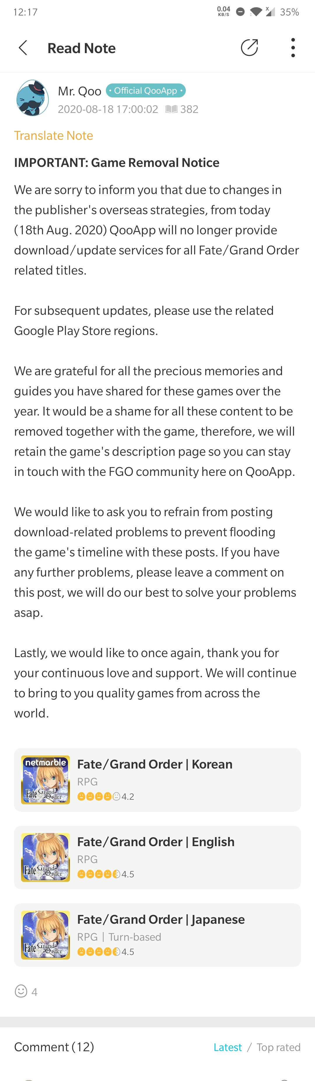 So Qooapp Removed Fgo From Their Store Fandom