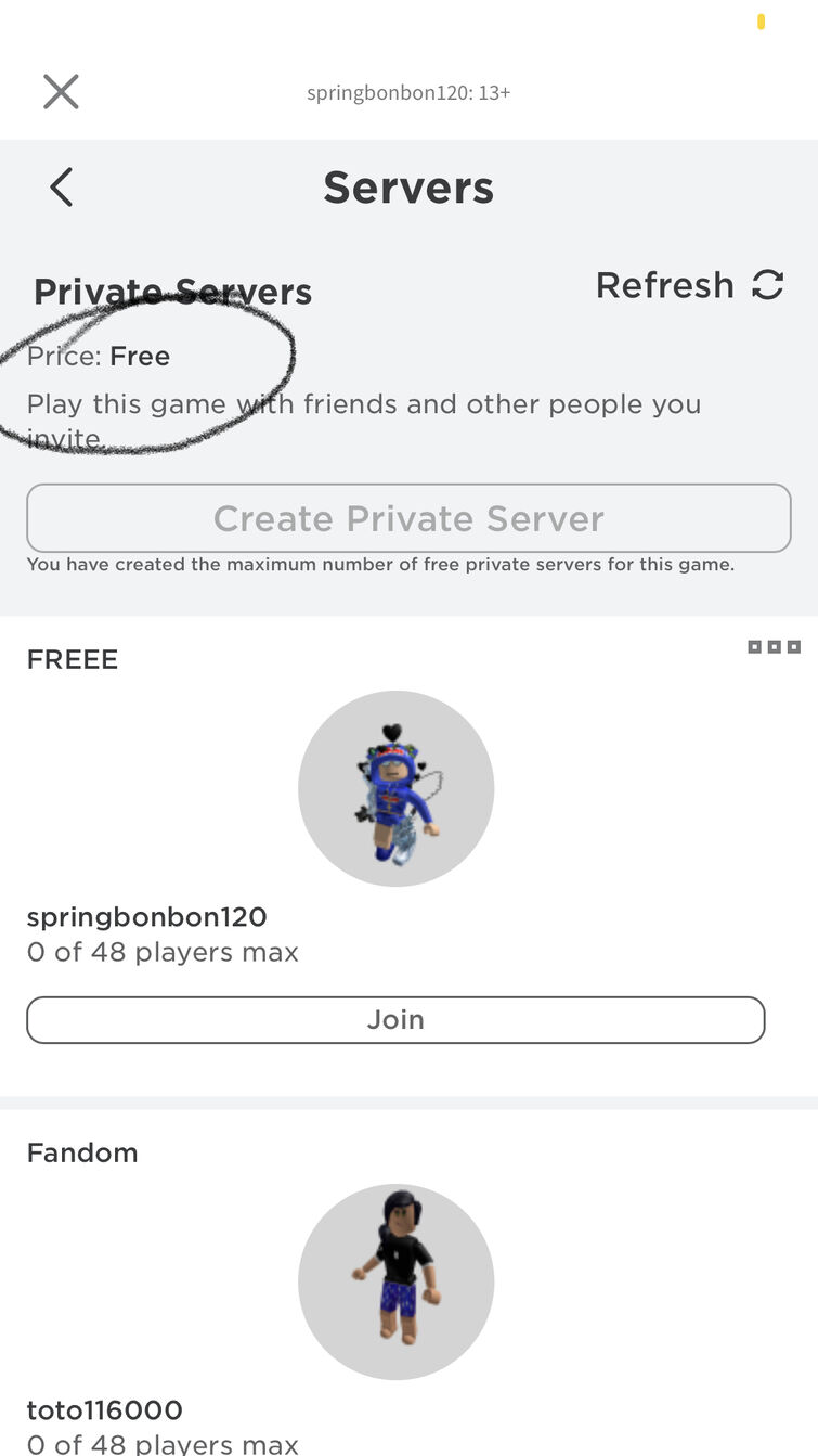 roblox how to make a private server for free