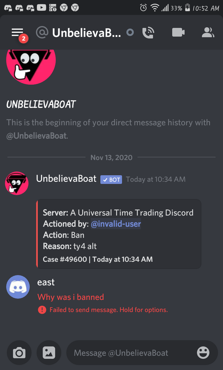 you get banned from a discord server and u verified using blox