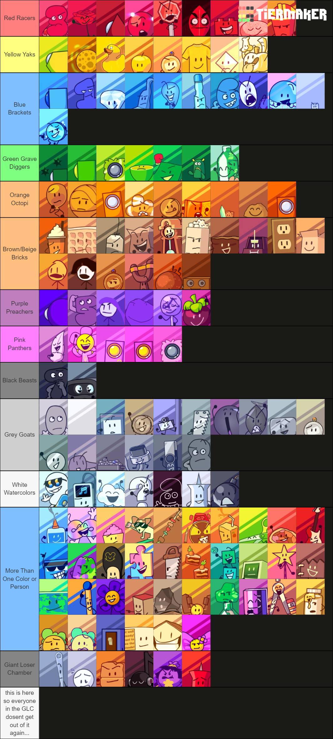 Create a Bfdi maker Tier List - TierMaker