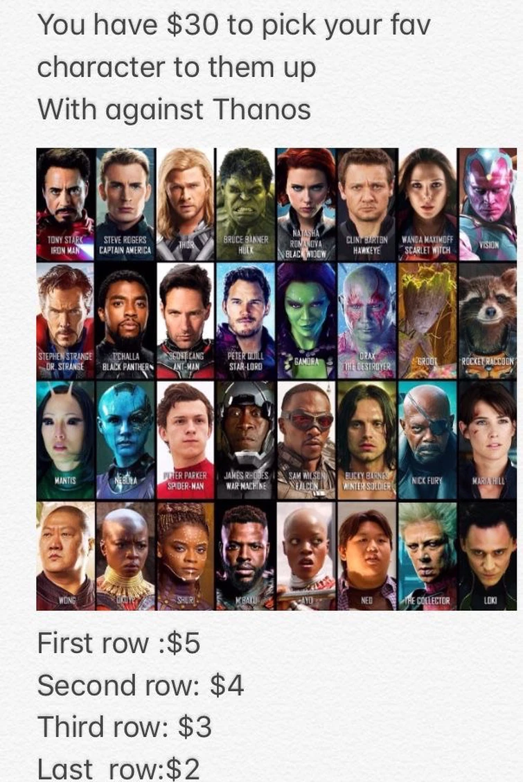 Who’s your team? (click on the picture to see the entire photo and prices of each characters)