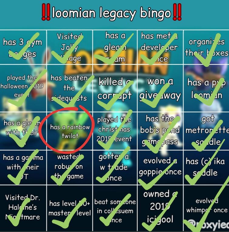 Loomian legacy bingo. Bingo Card