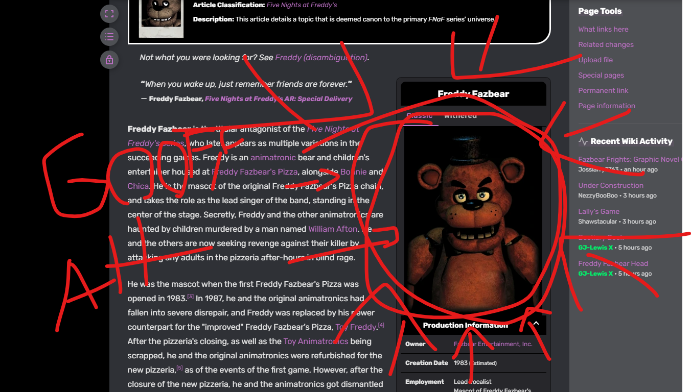 Fnaf all freddy's height chart (my opinion) by Radio_Noises on