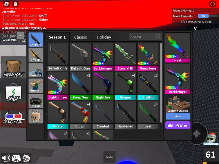 TRADING ABOUT *500* VALUE FOR *CHROMA* LASER!!! (Murder Mystery 2) 