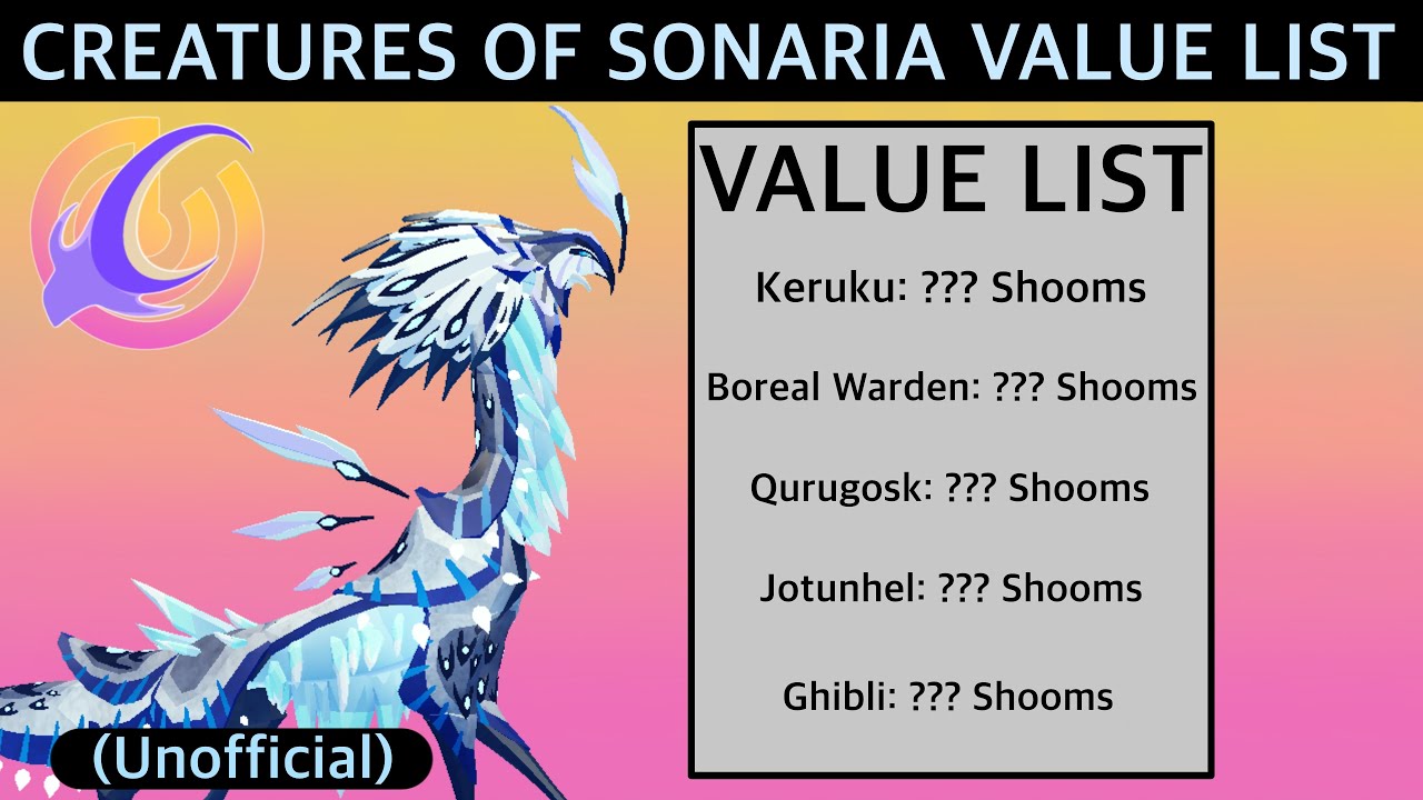 Creatures Of Sonaria Value List 2023 - (Latest) (Full List)