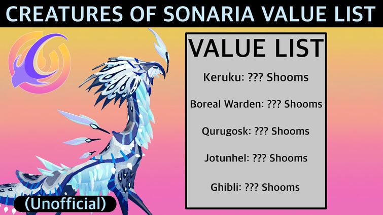 Creatures of Sonaria Value List!