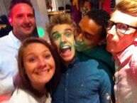 Tweeted by "@DanOMalls" 7 hours ago: "FANGIRLING!!! Post tumble selfie with @bllockwood @AJSawyer @jamesflockwood @ginaknight_x #Tumble".