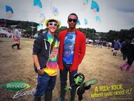 Tweeted by "Jonathan Raggett": "Photo of me and @AJSawyer at bestival Thank you @BeroccaUK".