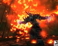 L'eroe di Oakvale mentre usa Infiamma (Fable)