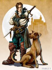 Male version of the Hero with his trusted dog.