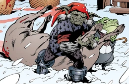 Toad and Red Cap take Posey's dead body away