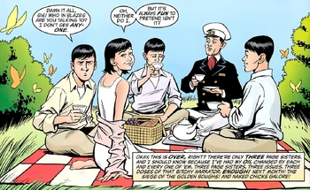 The four Wall siblings and  having a picnic