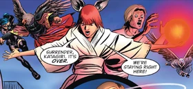 Tomoko wielding her foxfire in battle