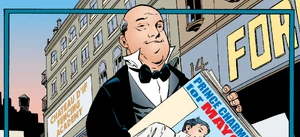 Hobbes putting up posters for Prince Charming while glamoured as a human