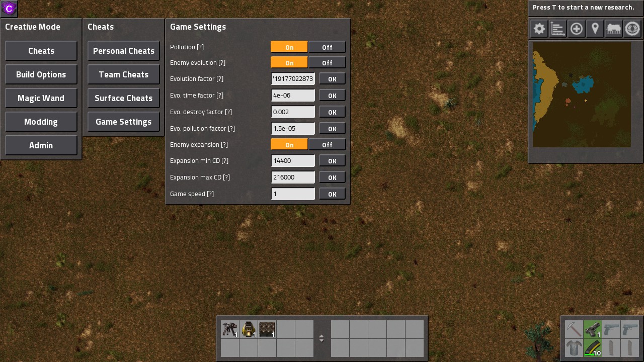 In-Game Menu/Cheats/Game Settings | Factorio: Creative Mode Wiki | Fandom