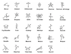 Hausrunen bekannter Drow Häuser nach einer Liste aus 